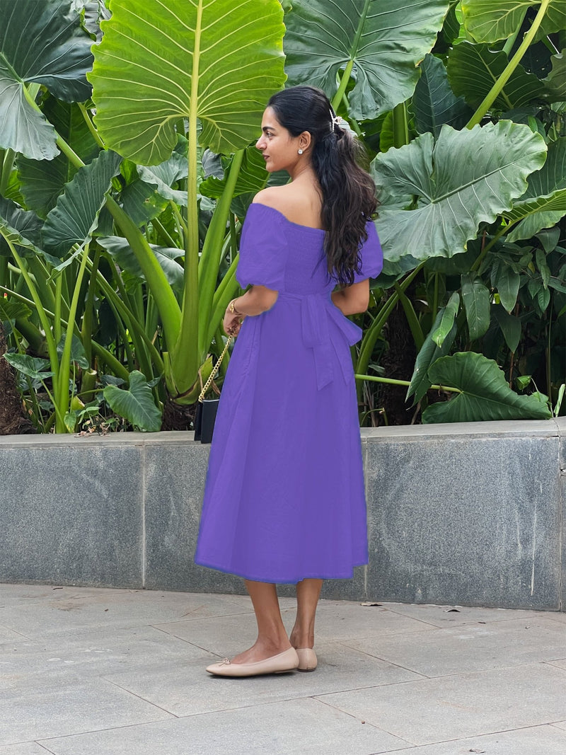 purple dress cotton Lavender Purple Linen Maxi Dress Vintage Boat Neck Long Sleeve Dress 2188 Purple / L