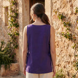 Purple Cotton Poplin Sleeveless Side-Tie Long Top