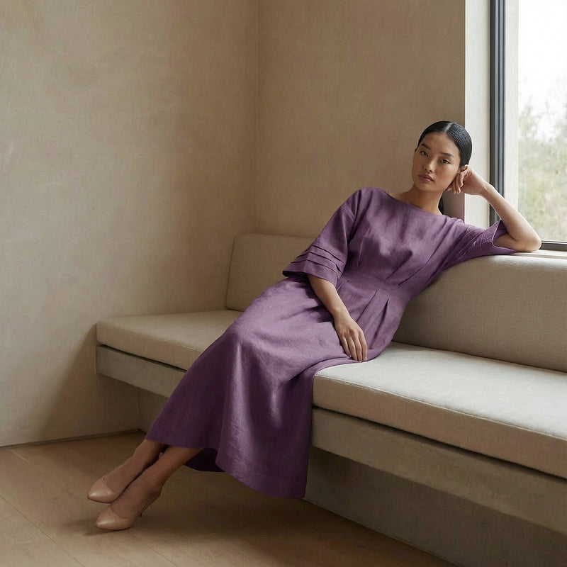 warm purple dress VENUS Ruffle High-Low Dress | Purple