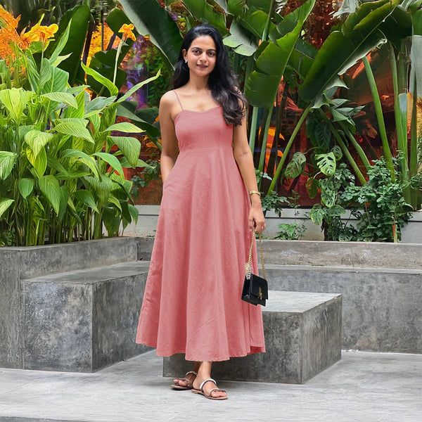 Red 100% Cotton Flared Sundress