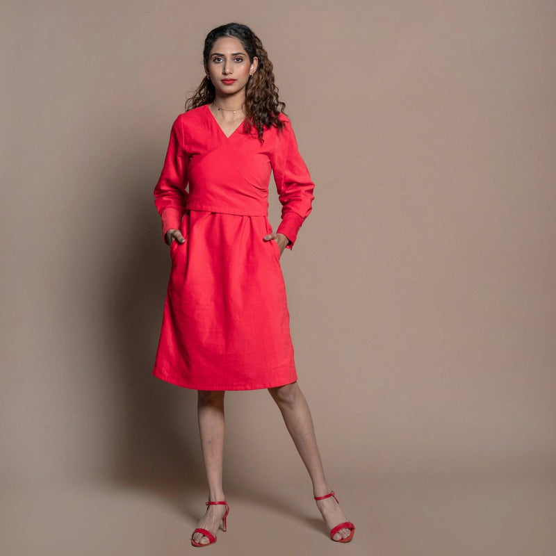 velvet red wrap dress 2023 Autumn Red Velvet Dress Women Long Sleeve V-neck Wrap Dress Mini Mega Mart Center