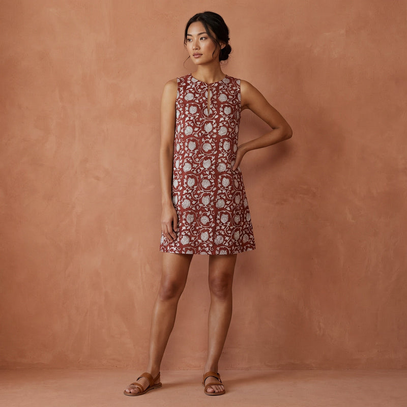 red floral a line dress Women's Dark Red Floral Corset A Line Shift Dress