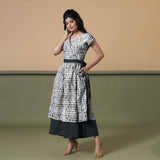 Reversible Black Tie-Dye Cotton V-Neck Maxi Wrap Dress