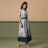 Reversible Black Tie-Dye Cotton V-Neck Maxi Wrap Dress