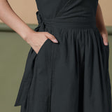 Reversible Black Tie-Dye Cotton V-Neck Maxi Wrap Dress