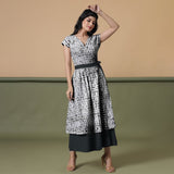 Reversible Black Tie-Dye Cotton V-Neck Maxi Wrap Dress