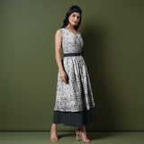 Reversible Black Tie-Dye Cotton V-Neck Sleeveless Maxi Wrap Dress