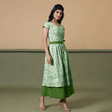 Reversible Forest Green Tie-Dye Cotton Maxi Wrap Dress