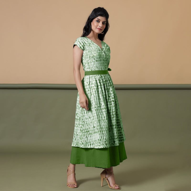 Reversible Forest Green Tie-Dye Cotton Maxi Wrap Dress 28" / Regular (5'2" - 5'6") Reversible Forest Green Tie-Dye Cotton Maxi Wrap Dress 28" / Regular (5'2" - 5'6")