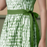 Reversible Forest Green Tie-Dye Cotton Maxi Wrap Dress