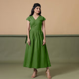 Reversible Forest Green Tie-Dye Cotton Maxi Wrap Dress