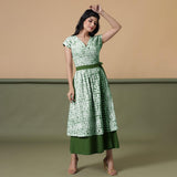 Reversible Forest Green Tie-Dye Cotton Maxi Wrap Dress