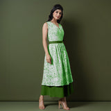 Reversible Forest Green Tie-Dye Cotton V-Neck Sleeveless Maxi Wrap Dress