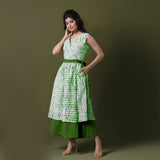 Reversible Forest Green Tie-Dye Cotton V-Neck Sleeveless Maxi Wrap Dress