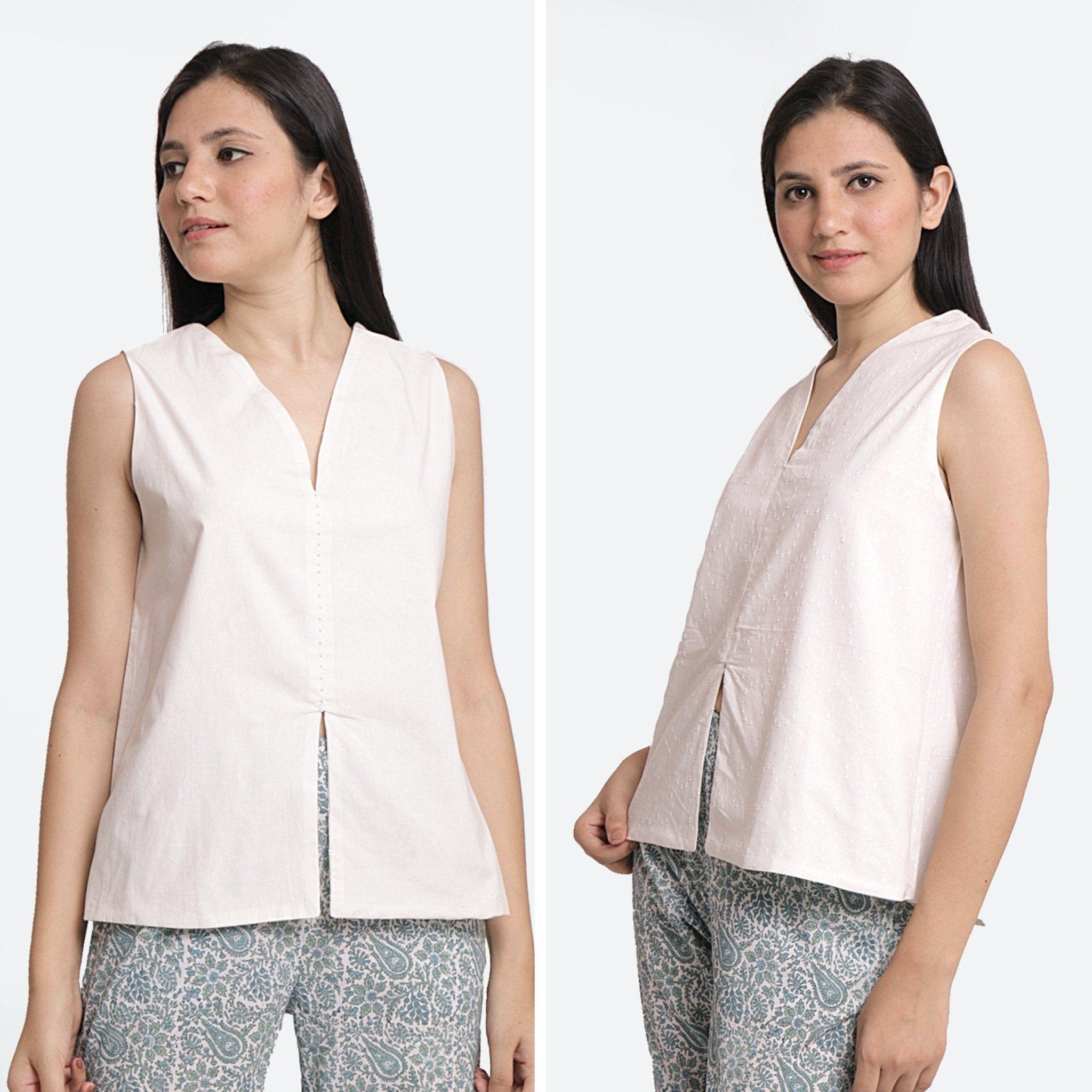 Buy Reversible Hand Beaded Cotton Sleeveless Top Online at SeamsFriendly