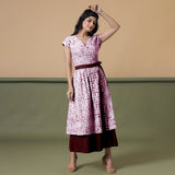 Reversible Maroon Tie-Dye Cotton V-Neck Maxi Wrap Dress