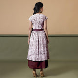 Back View of a Model wearing Reversible Maroon Tie-Dye Cotton V-Neck Maxi Wrap Dress