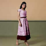 Reversible Maroon Tie-Dye Cotton V-Neck Maxi Wrap Dress
