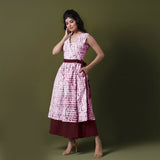 Reversible Maroon Tie-Dye Cotton V-Neck Sleeveless Maxi Wrap Dress