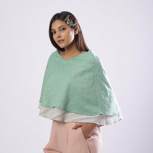 Reversible Mint Green Handspun Cotton Cape Flared Top