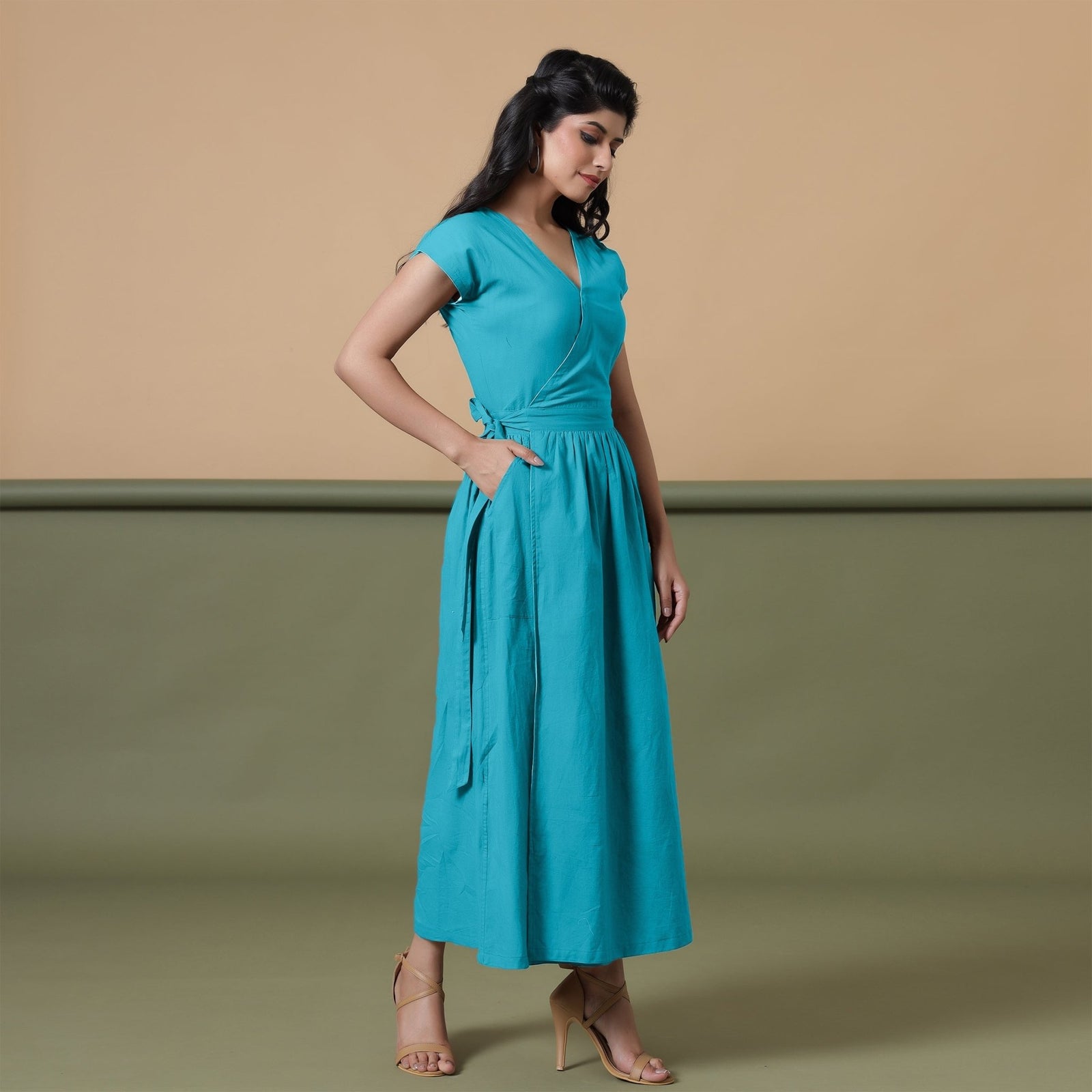 princess polly baby blue dress Datura Egyptian Striped Mini Slip Dress Blue