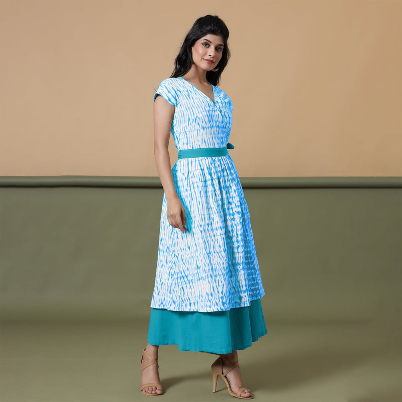 Reversible Ocean Blue Tie-Dye Cotton V-Neck Maxi Wrap Dress 66" / Regular (5'2" - 5'6") Reversible Ocean Blue Tie-Dye Cotton V-Neck Maxi Wrap Dress 66" / Regular (5'2" - 5'6")