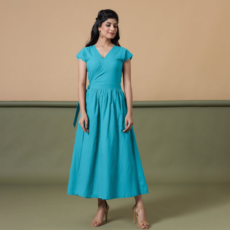 Buy Reversible Ocean Blue Tie-Dye Cotton V-Neck Maxi Wrap Dress Online at SeamsFriendly Buy Reversible Ocean Blue Tie-Dye Cotton V-Neck Maxi Wrap Dress Online at SeamsFriendly