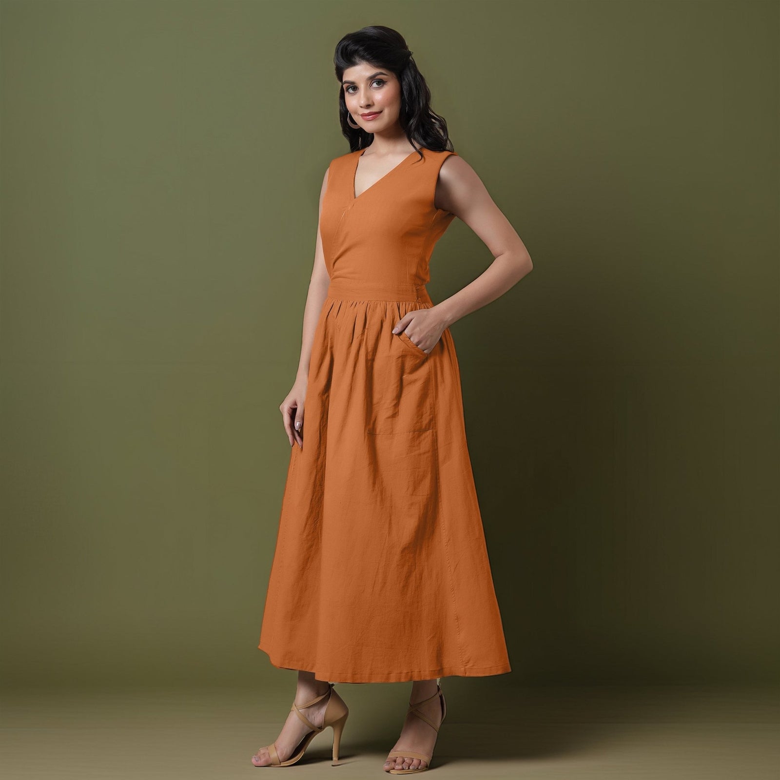open lace back dress Buy Reversible Rust Orange Tie-Dye Cotton V-Neck Sleeveless Maxi Wrap Dress  Online at SeamsFriendly