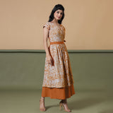 Reversible Rust Tie-Dye Cotton V-Neck Maxi Wrap Dress