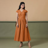 Reversible Rust Tie-Dye Cotton V-Neck Maxi Wrap Dress