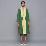 Front View of a Model wearing Reversible Warm Cotton Corduroy Convertible Jacket Dress