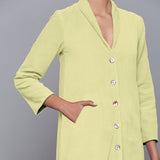 Front Detail of a Model wearing Reversible Warm Cotton Corduroy Convertible Jacket Dress