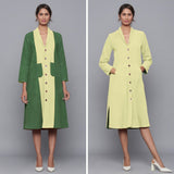 Front View of a Model wearing Reversible Warm Cotton Corduroy Convertible Jacket Dress