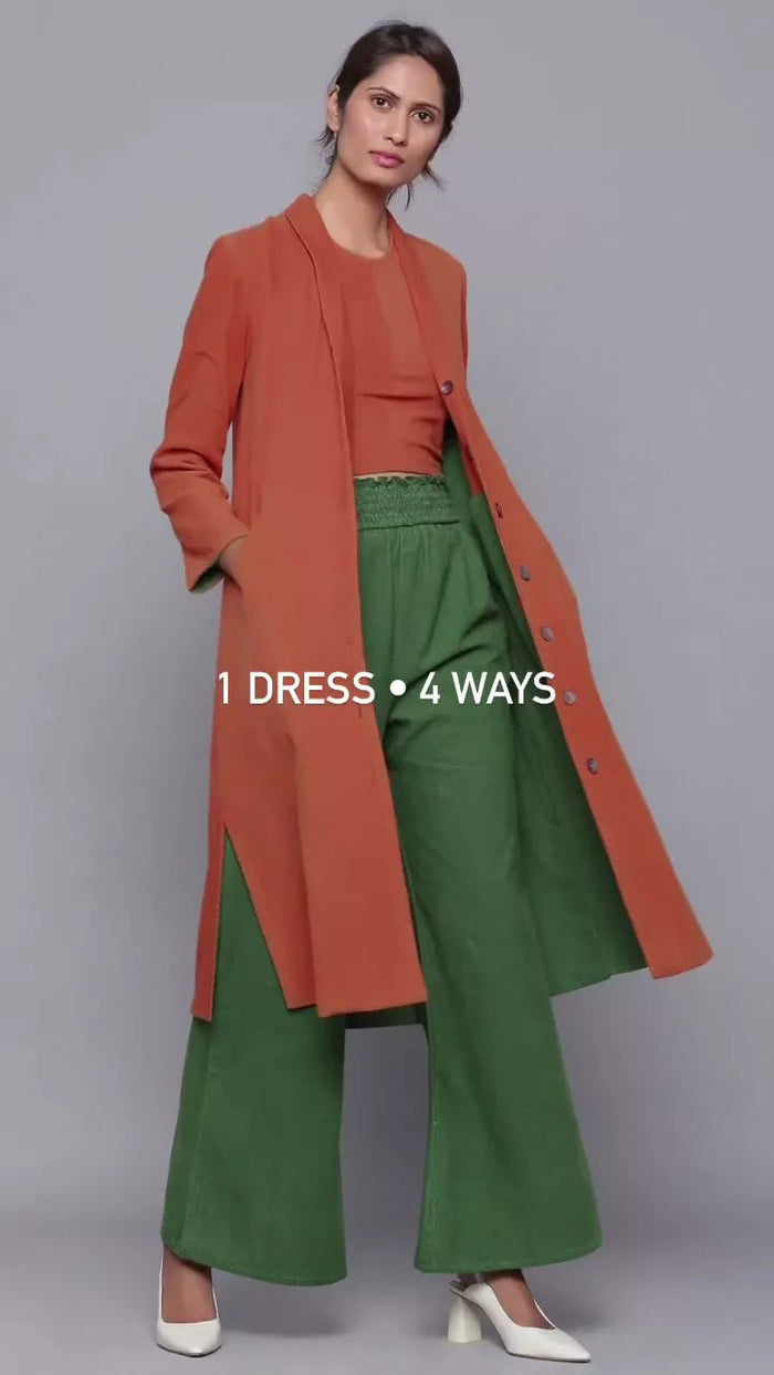 Reversible Warm Cotton Corduroy Knee Length Jacket Dress 54" / Tall (5'7" and above) Reversible Warm Cotton Corduroy Knee Length Jacket Dress 54" / Tall (5'7" and above)