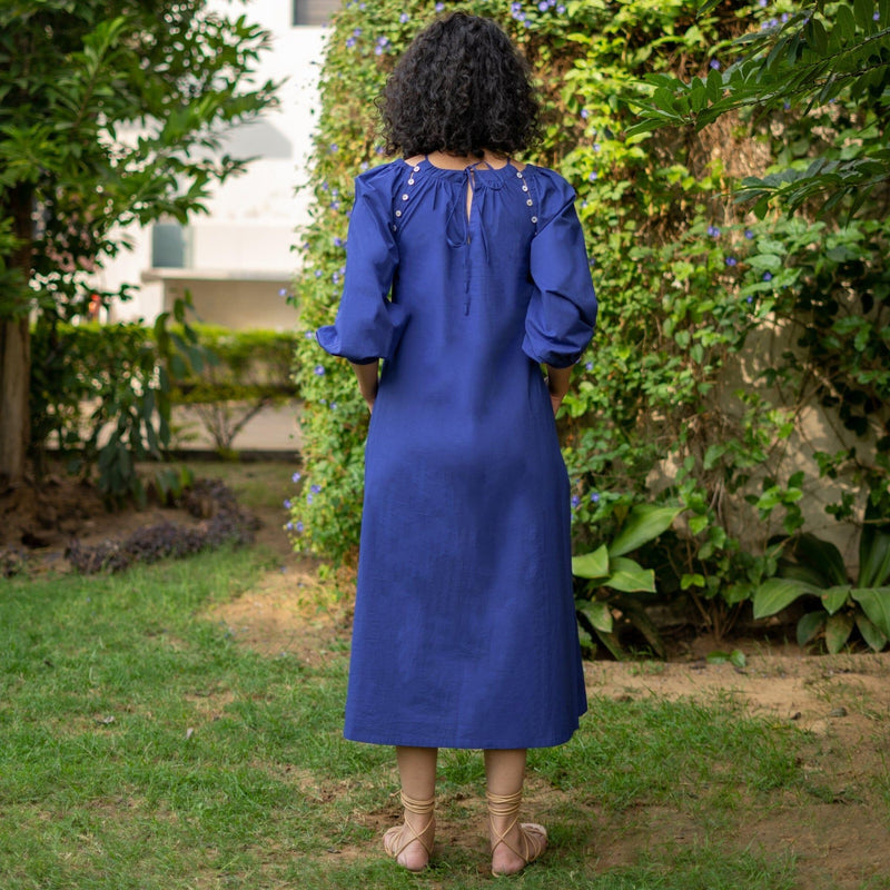 Royal Blue Cotton Poplin A-Line Detachable Sleeve Flared Midi Dress 62" / Custom Height (Free) Royal Blue Cotton Poplin A-Line Detachable Sleeve Flared Midi Dress 62" / Custom Height (Free)