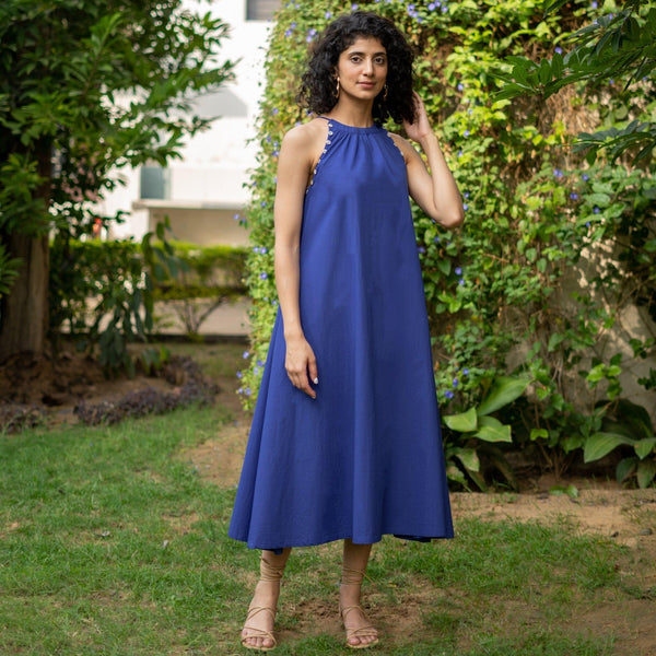 Buy Royal Blue Cotton Poplin A-Line Detachable Sleeve Flared Midi Dress Online at SeamsFriendly Buy Royal Blue Cotton Poplin A-Line Detachable Sleeve Flared Midi Dress Online at SeamsFriendly