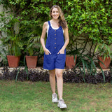 Royal Blue Cotton Poplin Dungaree Playsuit