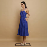 Royal Blue Cotton Poplin Elasticated Midi Cami Dress