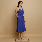 Royal Blue Cotton Poplin Elasticated Midi Cami Dress