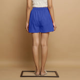 Royal Blue Cotton Poplin Mid-Rise Shorts