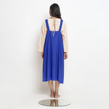 Royal Blue Cotton Poplin Paneled Midi Shift Dress