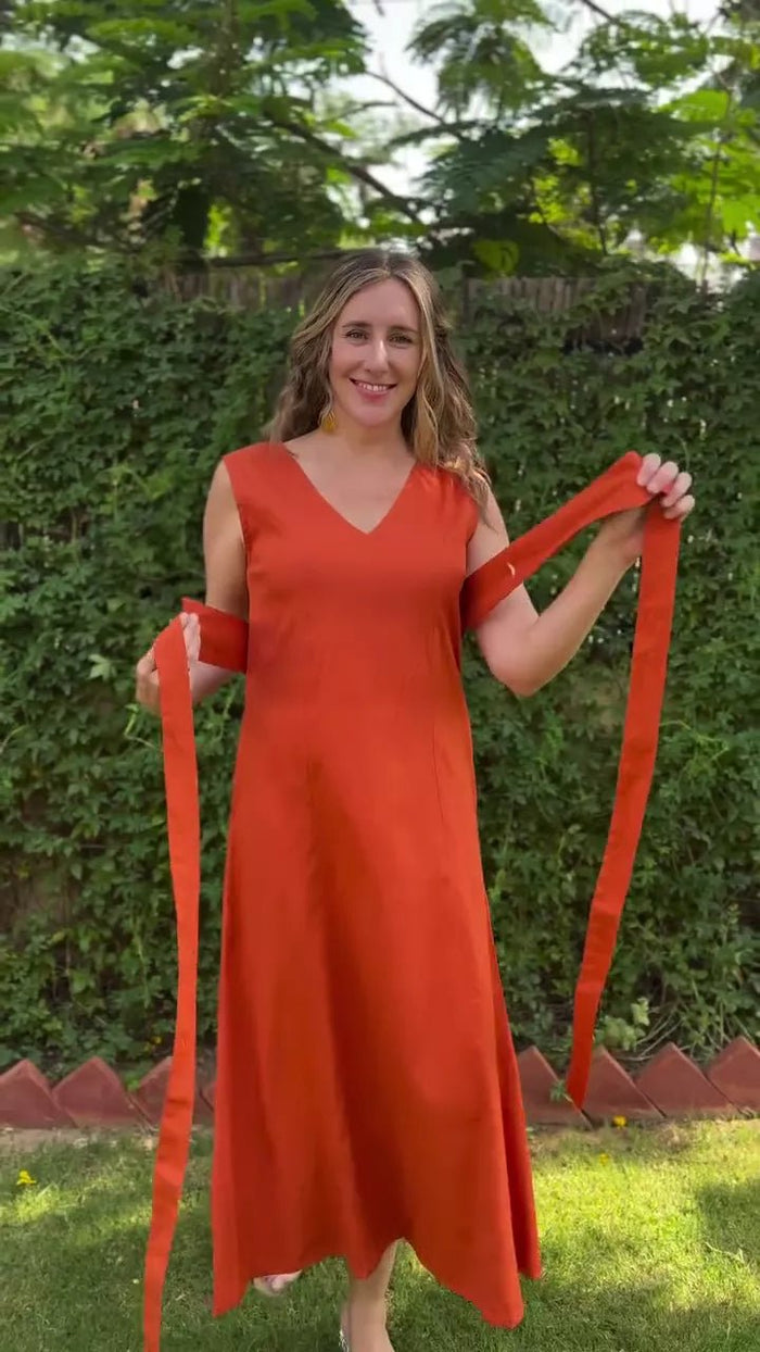Royal Blue Cotton V-Neck Sleeveless Maxi Dress 40