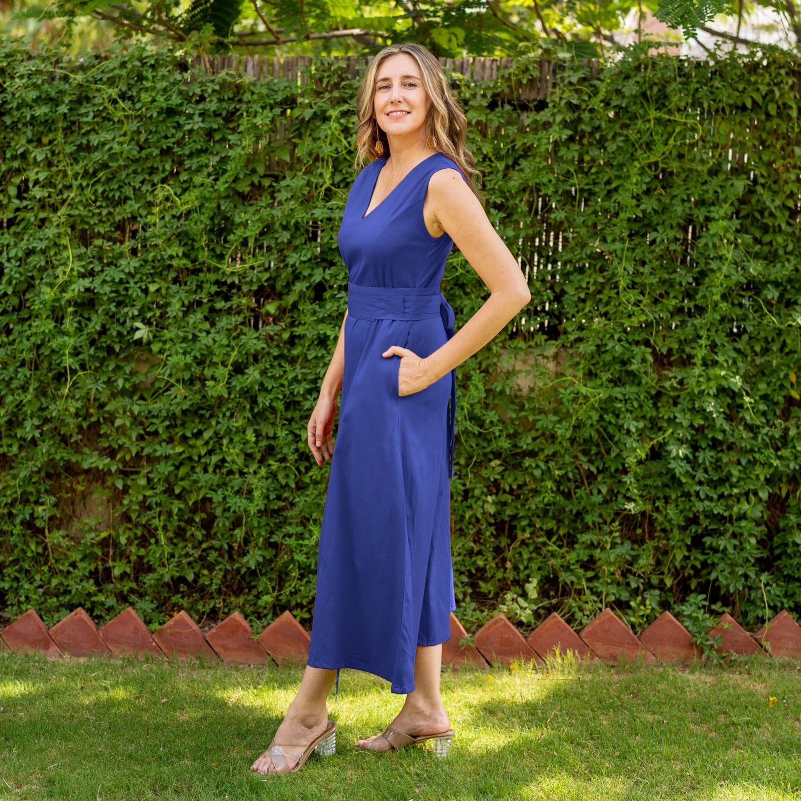 Buy Royal Blue Cotton V-Neck Sleeveless Maxi Dress Online at SeamsFriendly Buy Royal Blue Cotton V-Neck Sleeveless Maxi Dress Online at SeamsFriendly