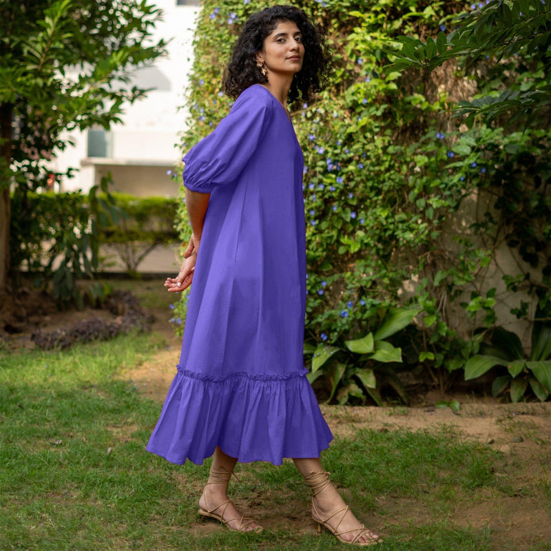 Royal Purple Cotton Poplin A-Line Deep Neck Maxi Tier Dress 50" / Petite (5'1" and below) Royal Purple Cotton Poplin A-Line Deep Neck Maxi Tier Dress 50" / Petite (5'1" and below)