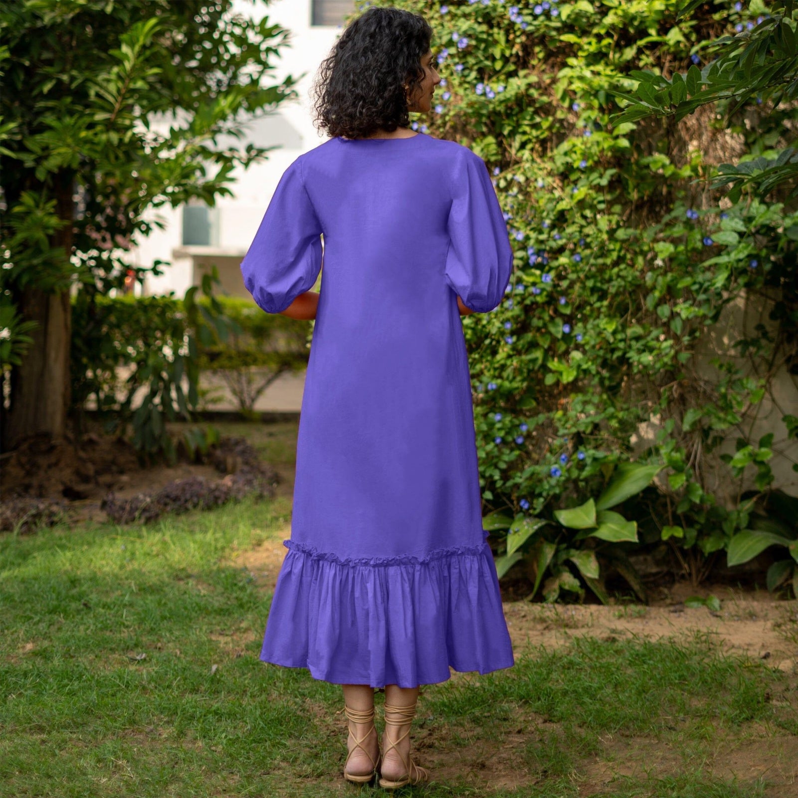 Royal Purple Cotton Poplin A-Line Deep Neck Maxi Tier Dress 58" / Petite (5'1" and below) Royal Purple Cotton Poplin A-Line Deep Neck Maxi Tier Dress 58" / Petite (5'1" and below)