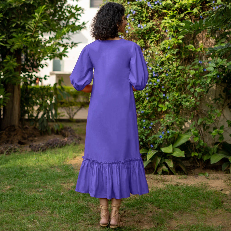 Royal Purple Cotton Poplin A-Line Deep Neck Maxi Tier Dress 58" / Petite (5'1" and below) Royal Purple Cotton Poplin A-Line Deep Neck Maxi Tier Dress 58" / Petite (5'1" and below)