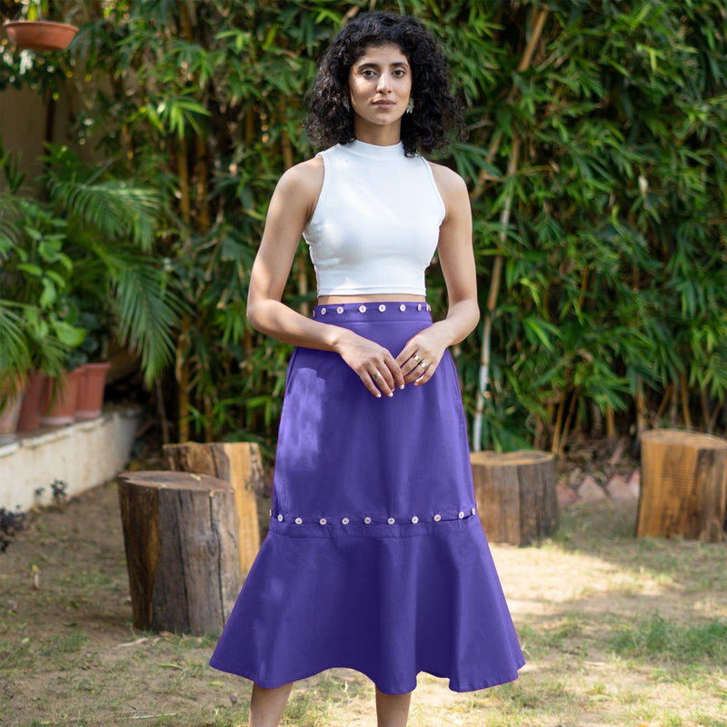 Royal Purple Cotton Poplin V-Neck Infinity Midi Dress