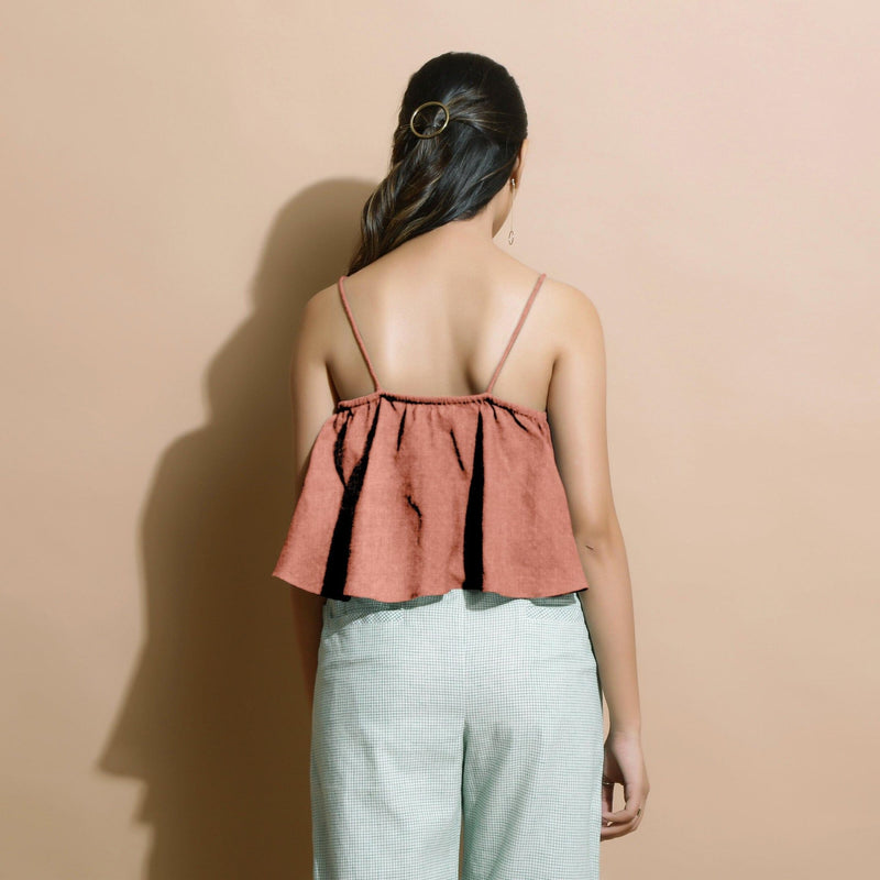 Rust 100% Linen Tier Camisole Top