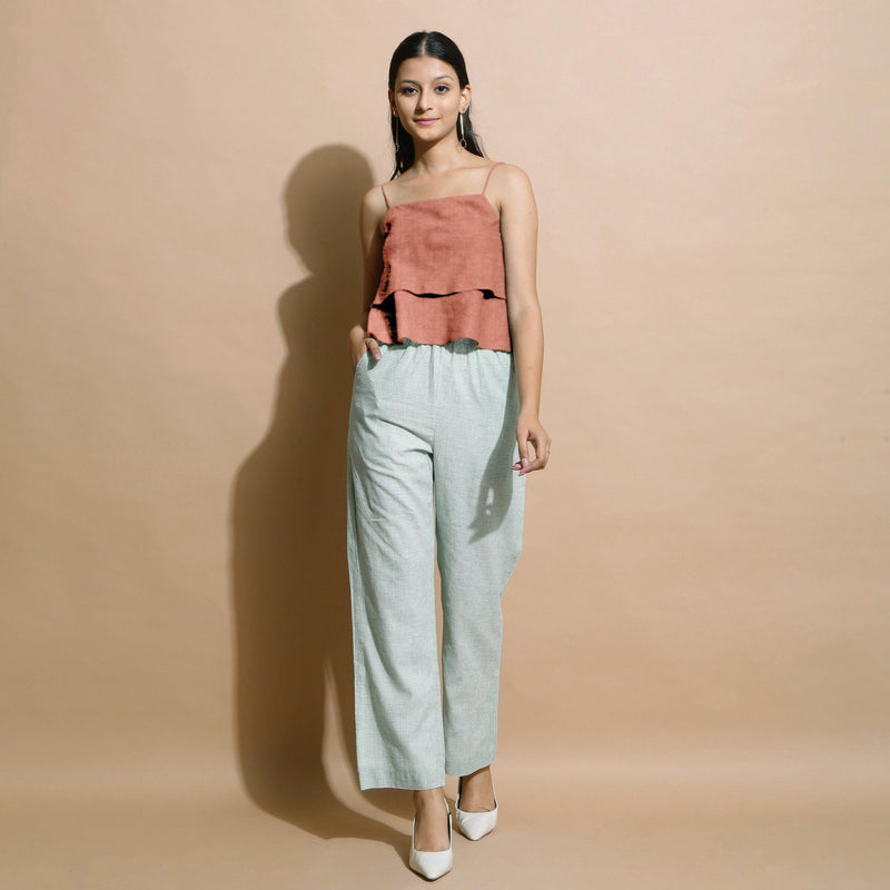 Rust Cotton Linen Camisole Crop Top