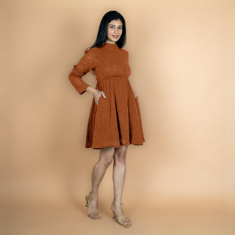 rust dress short Cicinia Rust Mother Of The Bride Dress Plus Size Short Chiffon A-line V-neck Knee Length